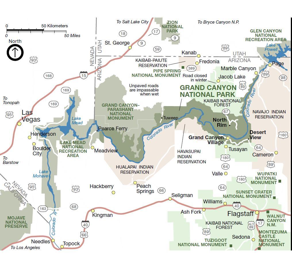 Grand Canyon Map Arizona