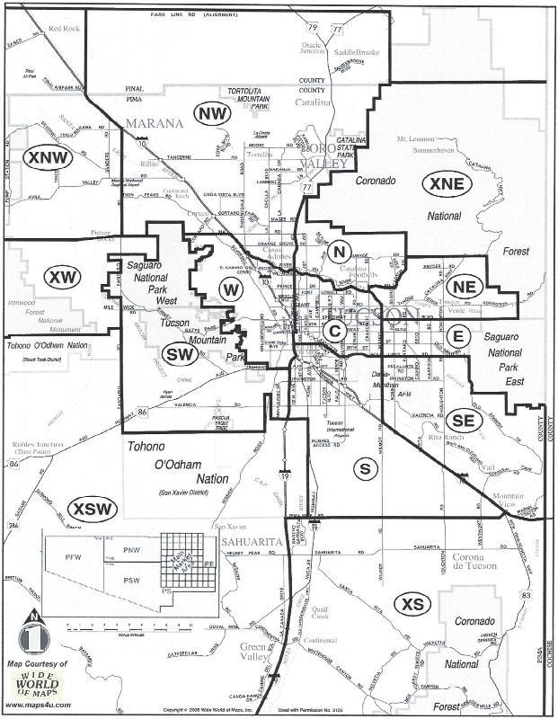 Tucson MLS Area Map All Areas