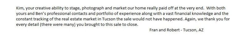 Tucson Realtor Kim Boldt Testimonial